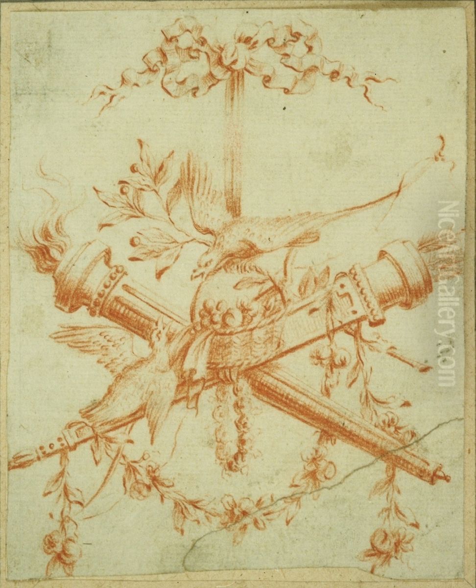 Design for a decorative panel Oil Painting by unknown