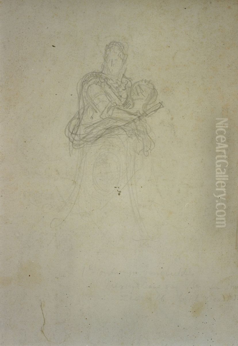 Pencil sketch of a bust Oil Painting by unknown
