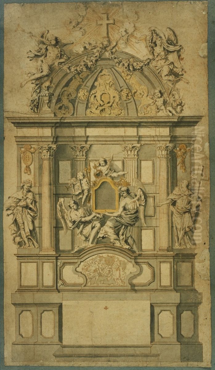 Design for an altar with reliquary of the Holy Cross Oil Painting by Willem Ignatius Kerricx
