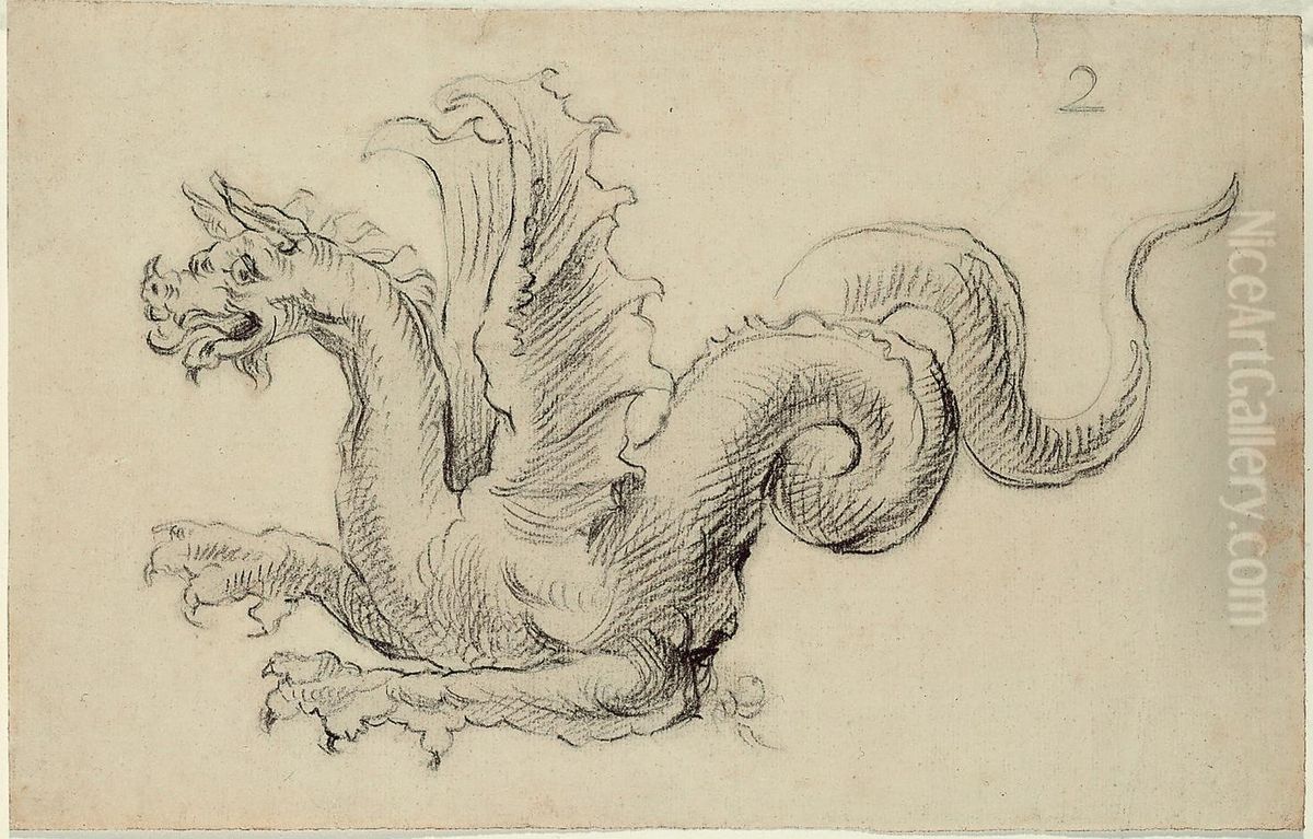 Dragon tourne vers la gauche Oil Painting by unknown