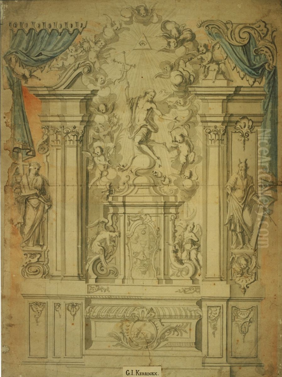 Design for an altar Oil Painting by Willem Ignatius Kerricx