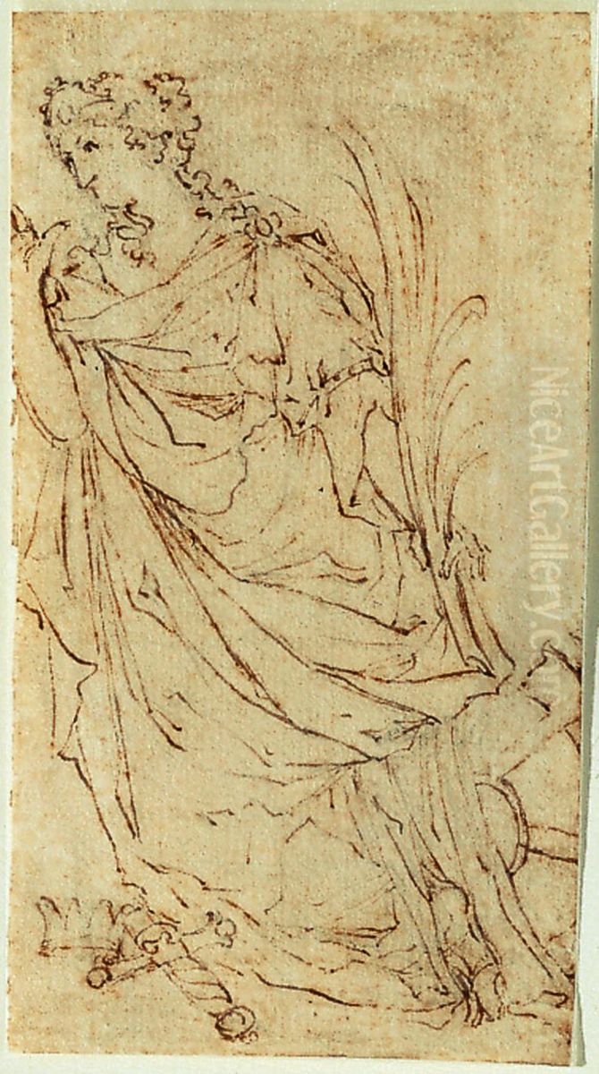 Ebauche (?) d'une statue de sainte Catherine d'Alexandrie Oil Painting by Lodewijk Willemsens