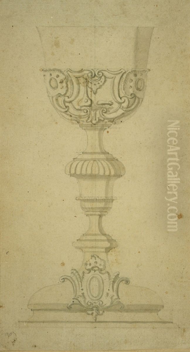 Chalice with Rococo decoration and stem in Louis XVI style Oil Painting by Willem Ignatius Kerricx