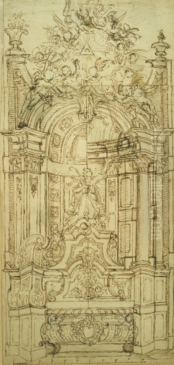 Entwurf fur einen Altar einer heiligen Martyrerin Oil Painting by Theodoor Verhaegen