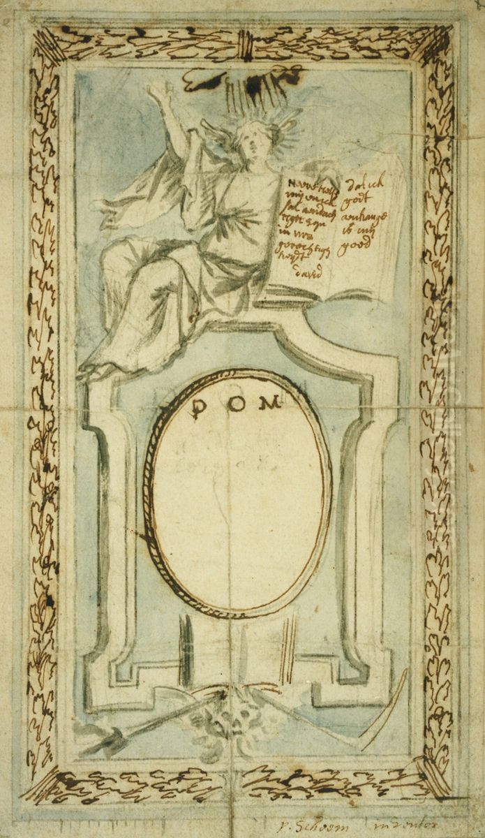 Design for a gravestone Oil Painting by Pieter Scheemaeckers
