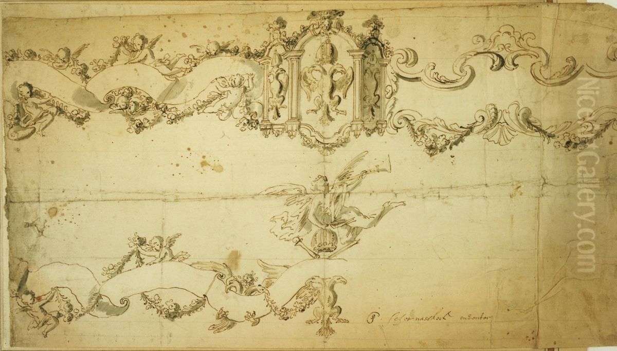 Design for two large banderoles Oil Painting by Pieter Scheemaeckers