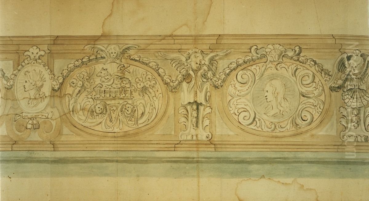 Design for a communion rail Oil Painting by Willem Ignatius Kerricx