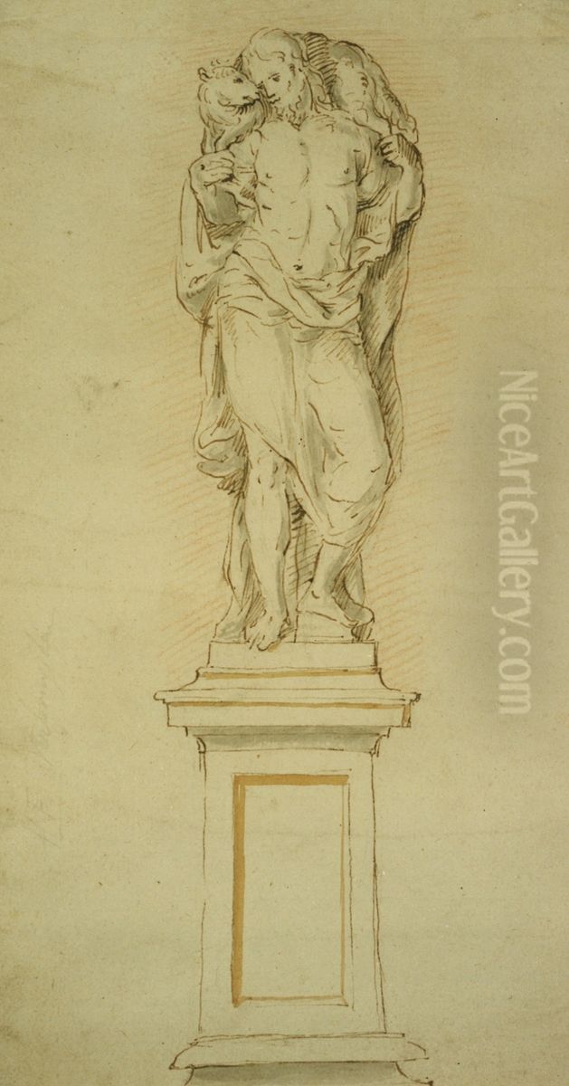 Tableau du Christ, Bon Berger Oil Painting by Willem Ignatius Kerricx
