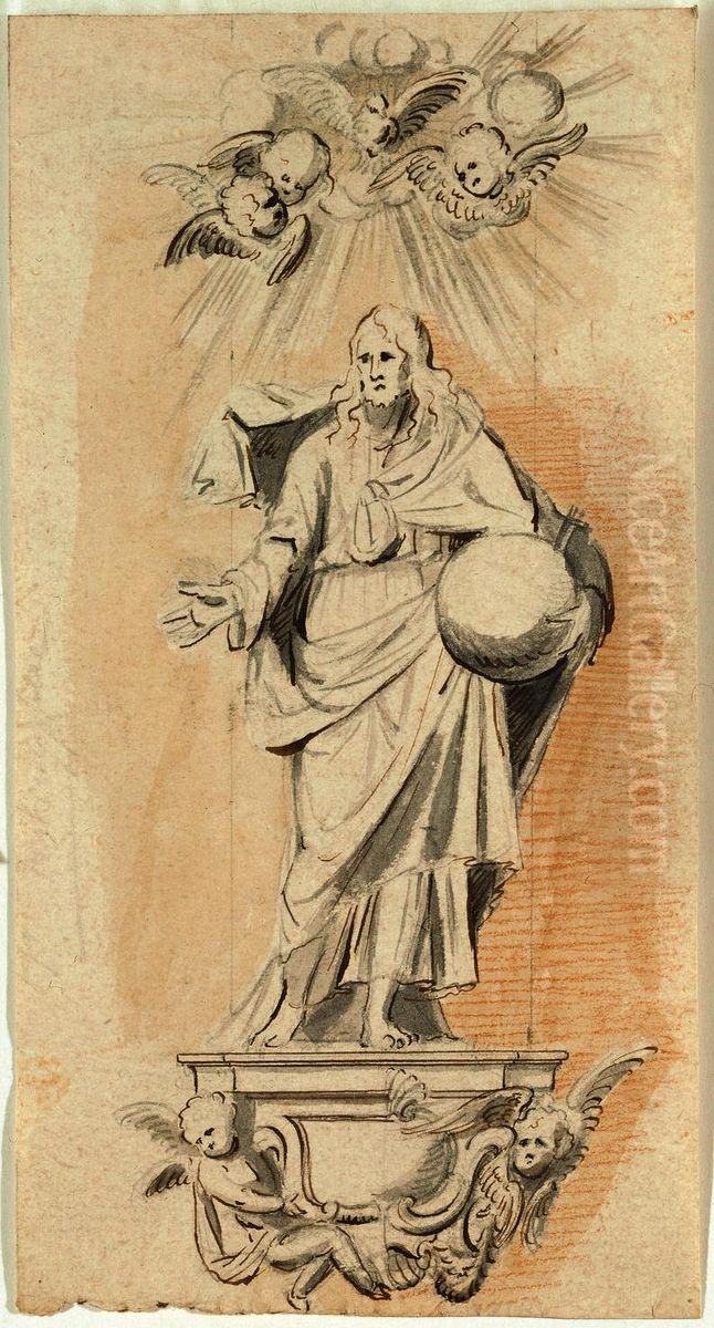 Entwurf fur eine Salvator-Mundi-Statue Oil Painting by Willem Ignatius Kerricx