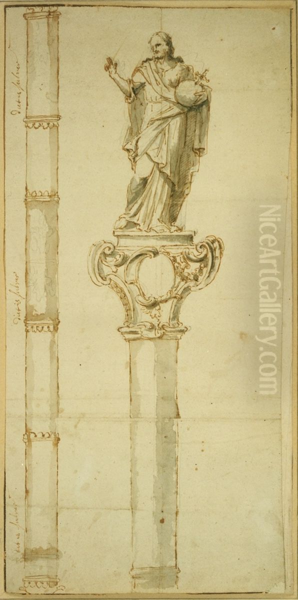 Ebauche d'une crosse de ceremonie avec Christ Salvator Oil Painting by Willem Ignatius Kerricx