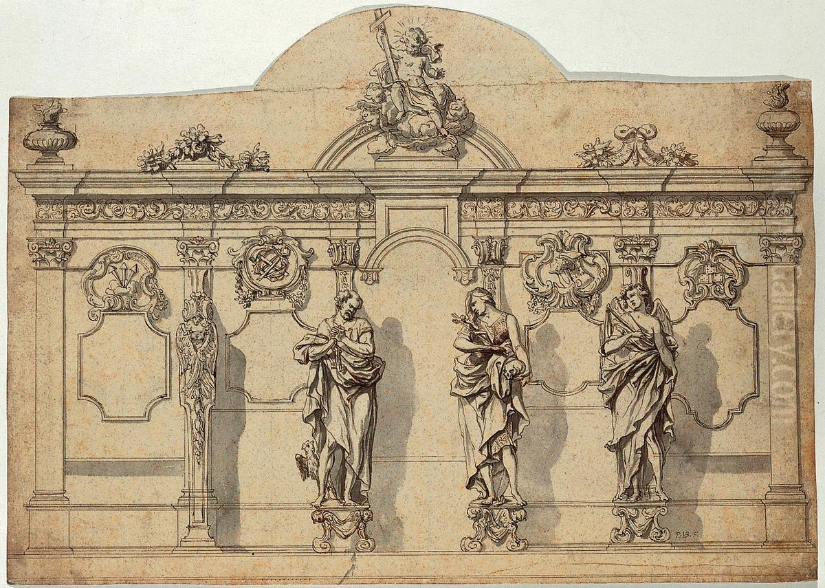 Ebauche d'un confessionnal avec lambris Oil Painting by Jan Pieter van Baurscheit the Elder