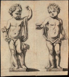 Deux ebauches de statues d'enfants en position debout