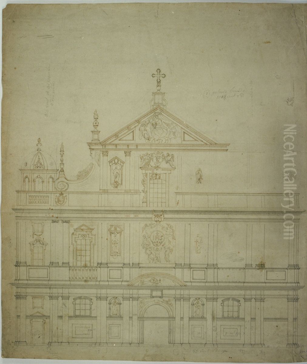 Arpentage de la facade de l'eglise Saint-Carolus Borromeus d'Anvers Oil Painting by unknown
