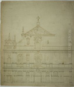 Arpentage de la facade de l'eglise Saint-Carolus Borromeus d'Anvers