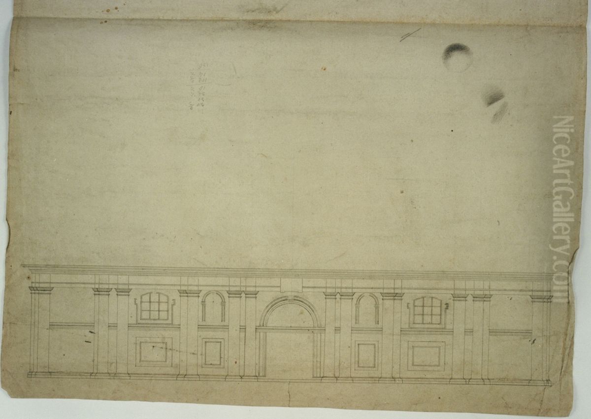 Arpentage de l'etage inferieur de la facade de l'eglise Saint-Carolus Borromeus d'Anvers Oil Painting by unknown