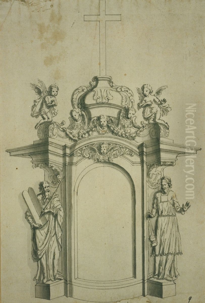 Design for a tabernacle Oil Painting by unknown