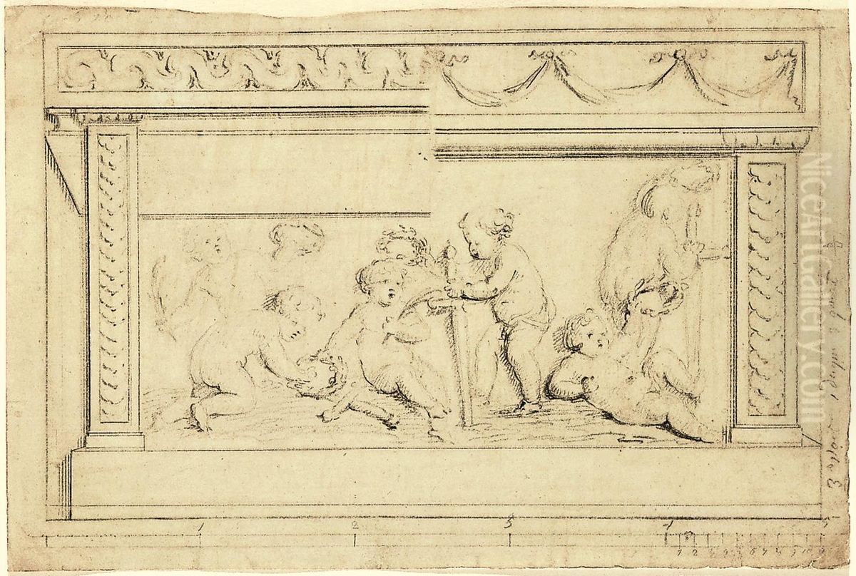 Ontwerp voor een decoratief paneel (schoorsteenmantel?) Oil Painting by Jan Frans van Geel
