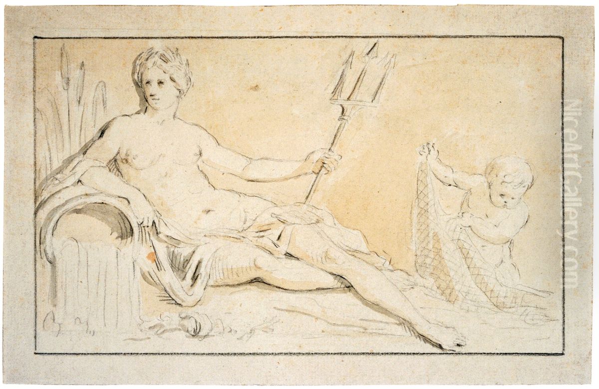 Ebauche d'un bas-relief avec representation de la Navigation maritime Oil Painting by Jan Frans van Geel
