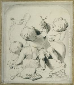 Ontwerp voor deurstuk met putti