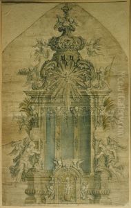 Ebauche d'un autel avec motifs Louis XIV