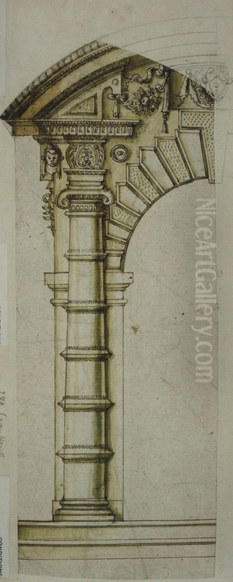 Ebauche d'un encadrement de porte avec arc en plein cintre Oil Painting by unknown