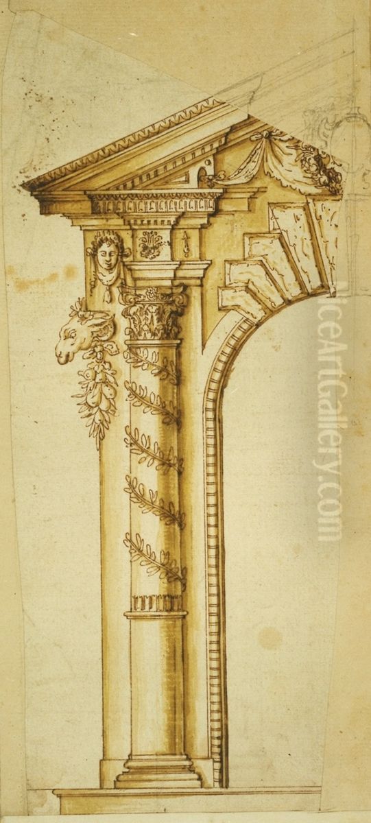 Ebauche de la moitie gauche d'un encadrement de porte Oil Painting by unknown