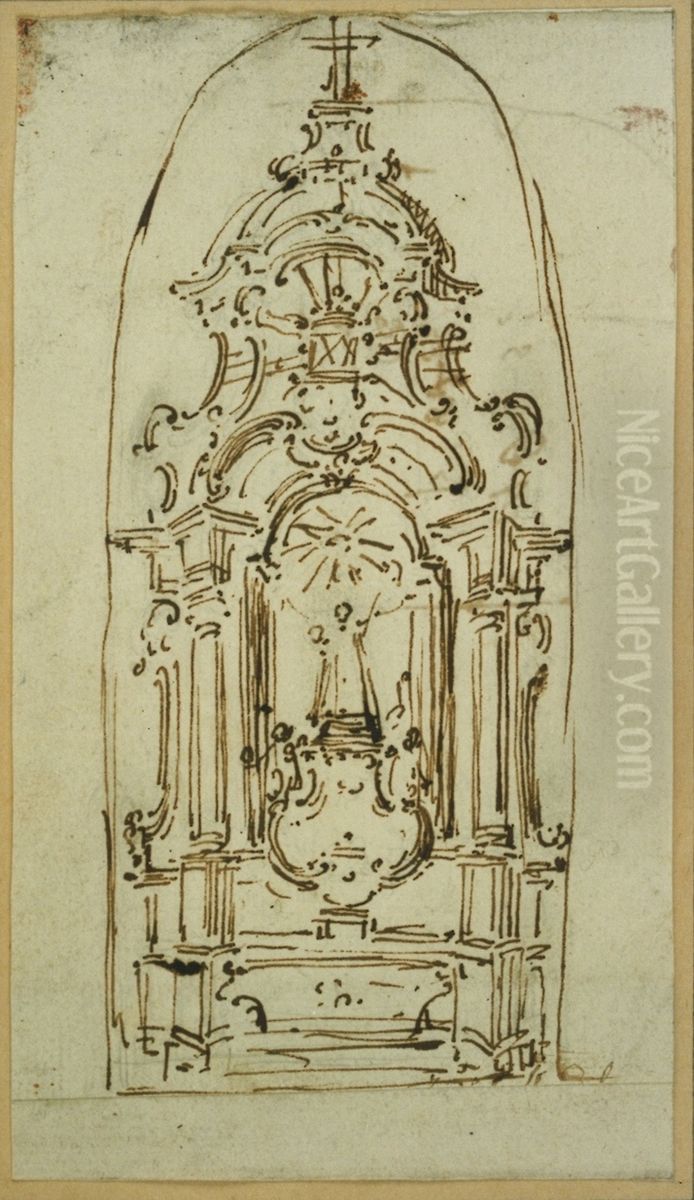 Preliminary sketch of an altar of Our Lady Oil Painting by Theodoor Verhaegen