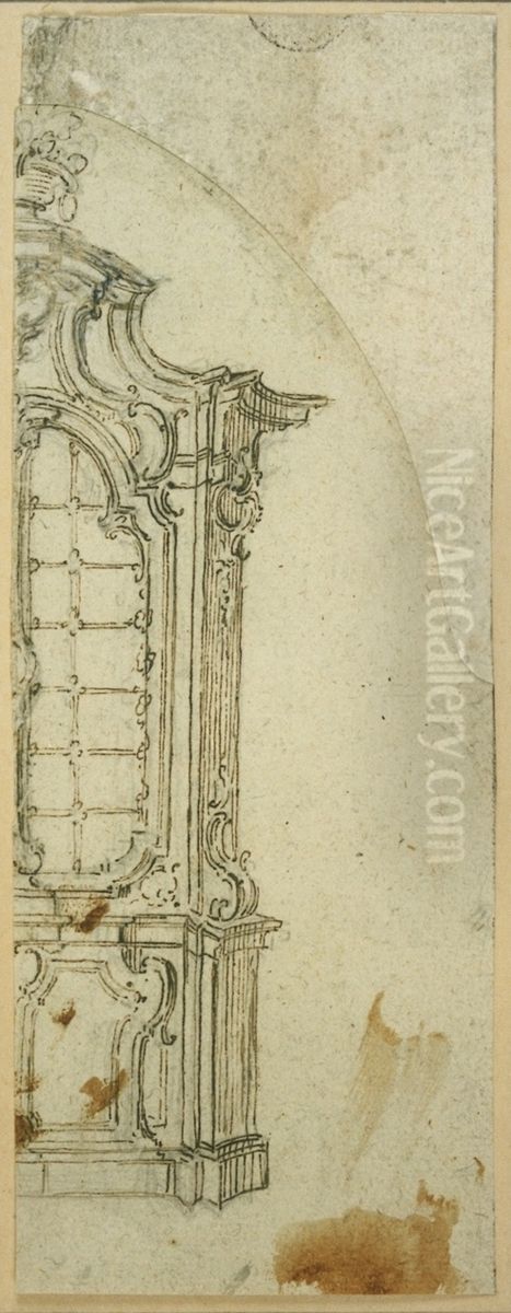 Design for a sacristy display case in Rococo style Oil Painting by unknown