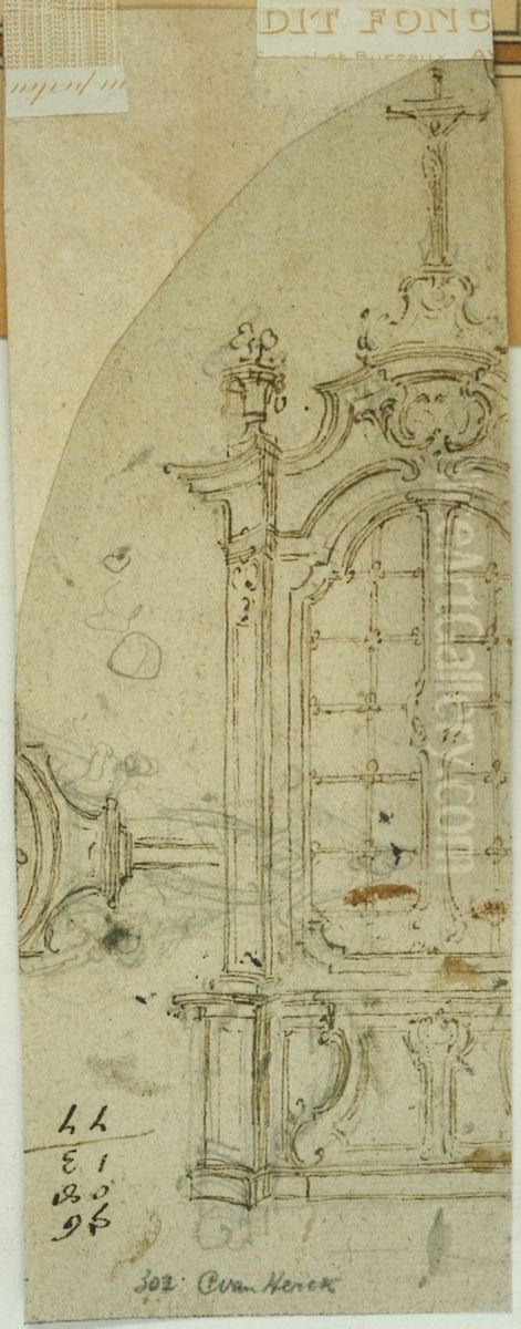 Design for a sacristy display case in Rococo style Oil Painting by unknown