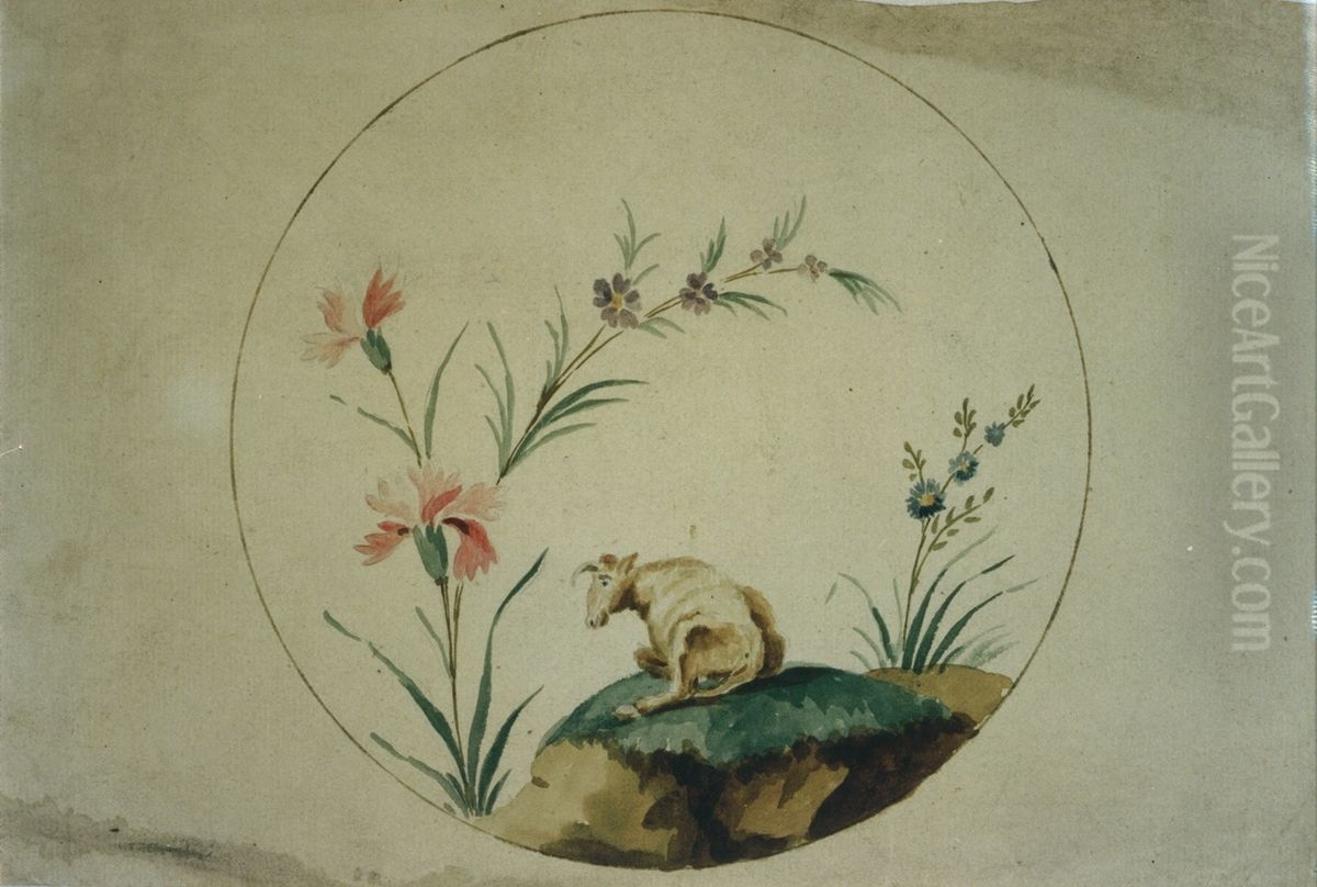 Decoratief medaillon Oil Painting by unknown