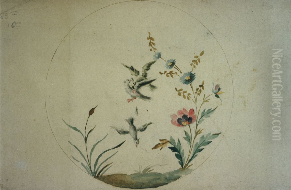 Decoratief medaillon Oil Painting by unknown
