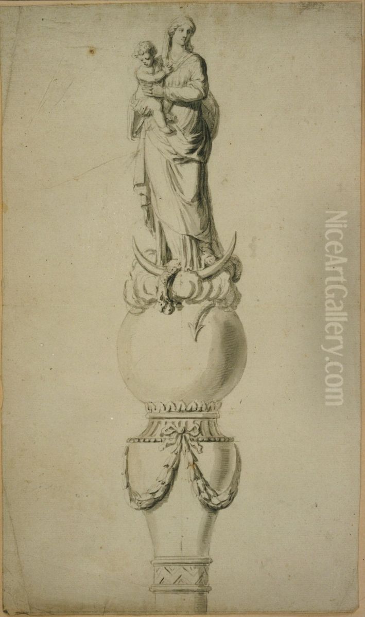 Entwurf fur die Bekronung eines Zeremonienstabes Oil Painting by Jan Frans van Geel