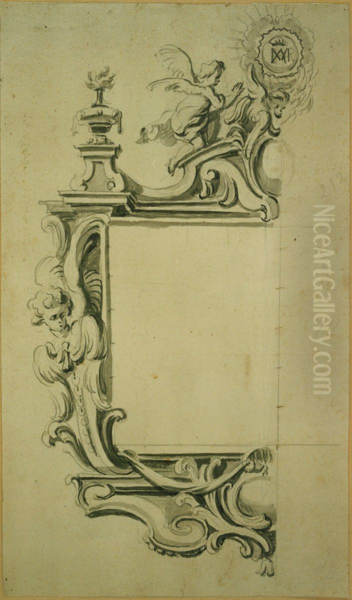 Design for the left-hand half of a frame for a painting or a brotherhood catalogue or reliquary Oil Painting by Jan Pieter van Baurscheit the Elder