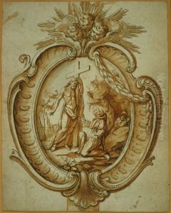 Design for a torch shield with St. Francis of Assisi