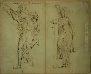 Schets van twee allegorische figuren
