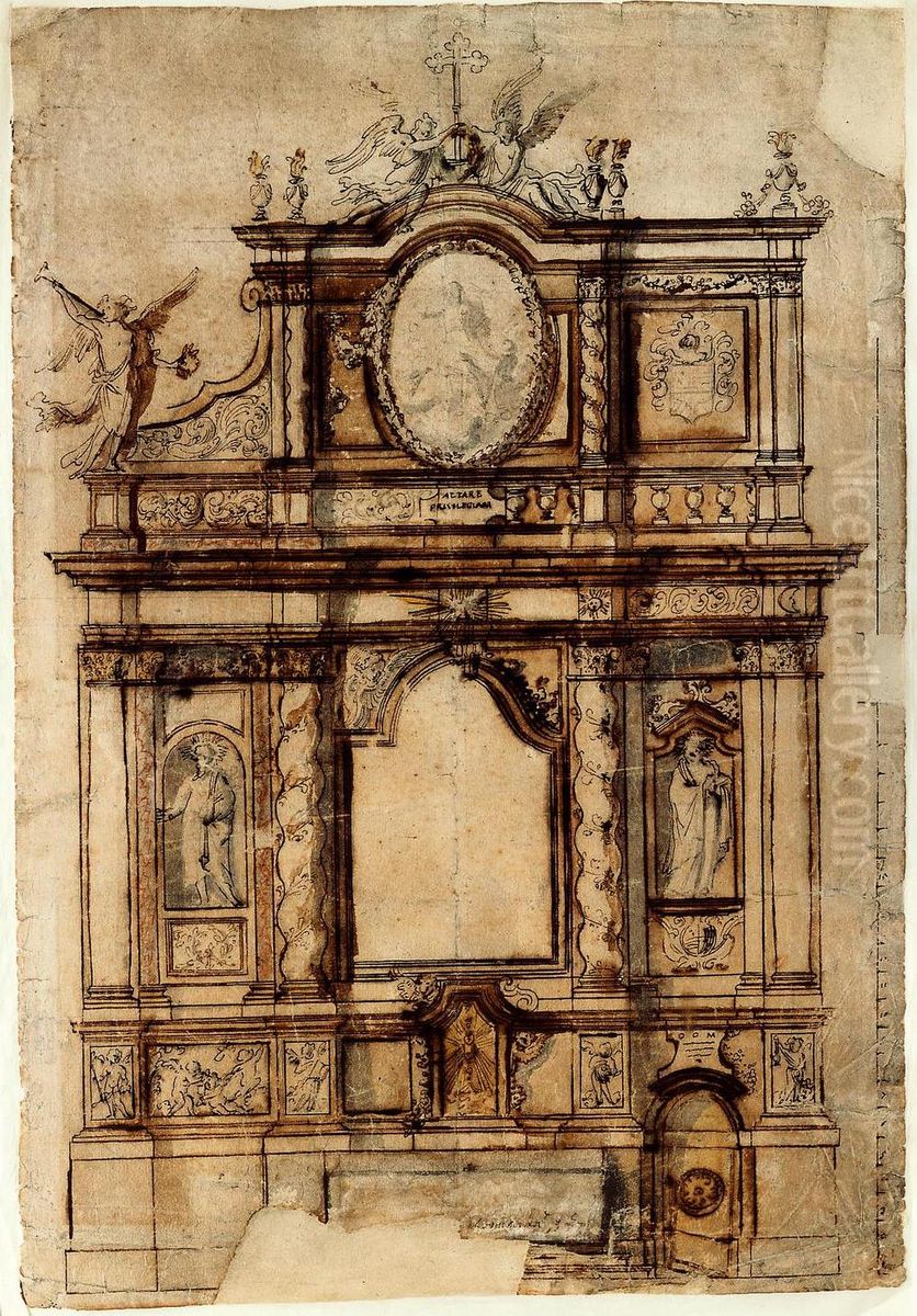Entwurf fur einen Liebfrauenaltar Oil Painting by Pieter Scheemaeckers