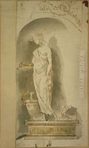 Frau mit Harfe auf der Buhne