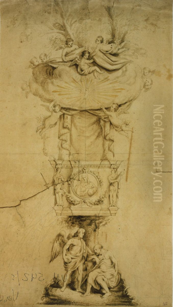 Design for a pulpit Oil Painting by unknown
