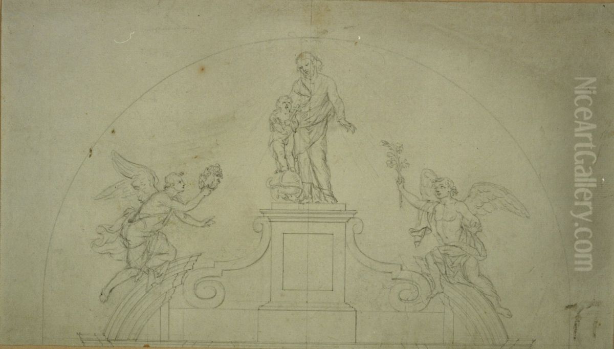 Design for the crown of an altar Oil Painting by Jan Frans van Geel