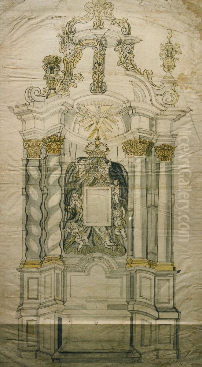 Design for an altar Oil Painting by unknown