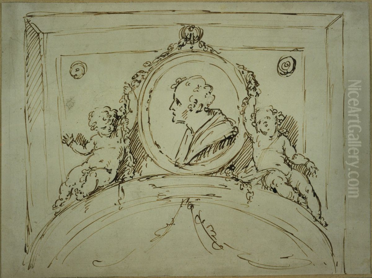 Entwurf fur ein Turteil mit Medaillon Oil Painting by Willem Jacob Herreyns