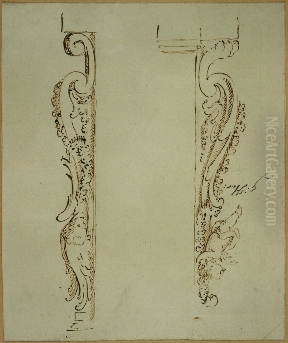 Zwei Entwurfe fur eine Ziervolute Oil Painting by Willem Jacob Herreyns