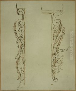 Deux ebauches pour une volute decorative