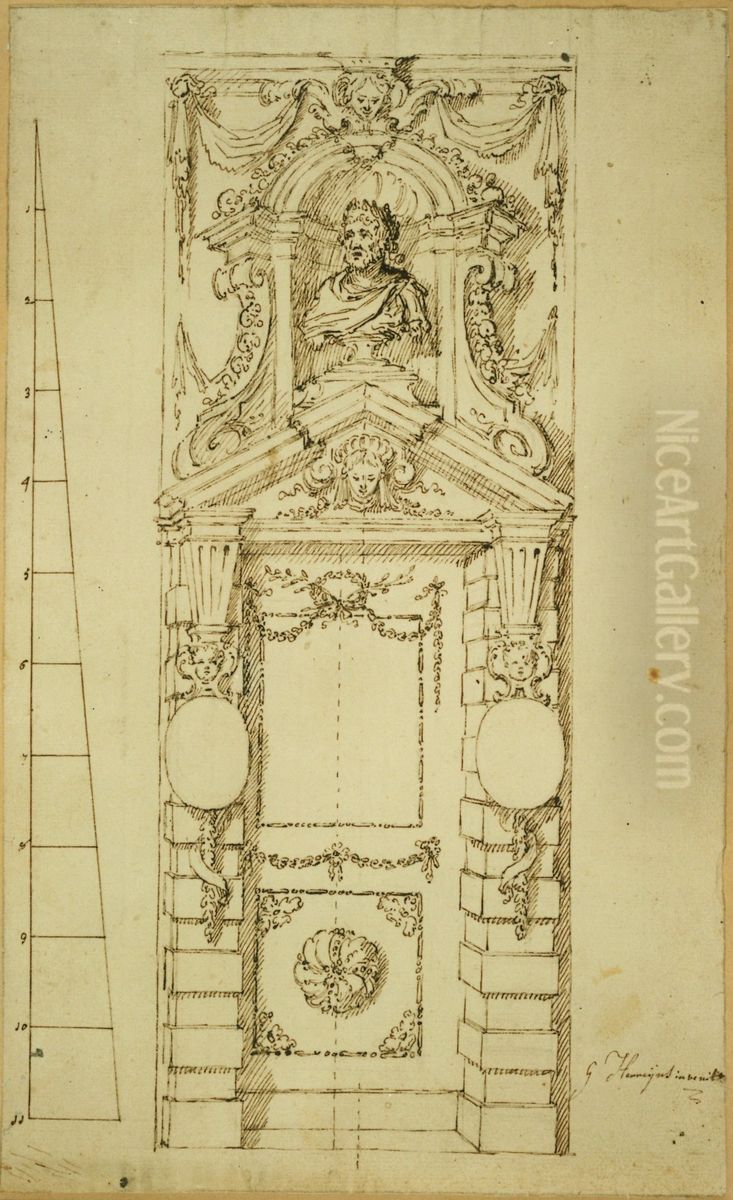 Design for a door frame Oil Painting by Willem Jacob Herreyns