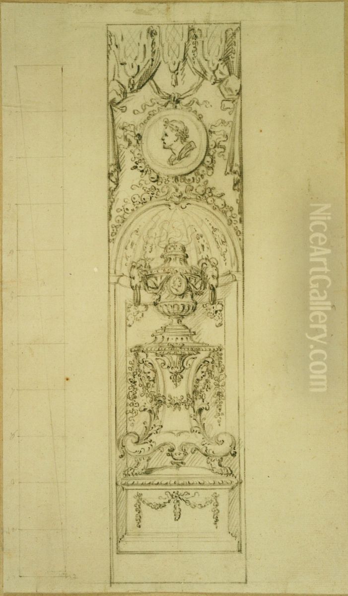 Design for a panel for a niche with vase Oil Painting by Willem Jacob Herreyns