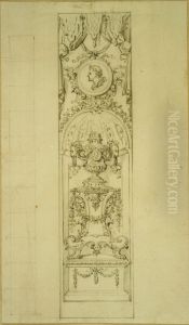 Design for a panel for a niche with vase