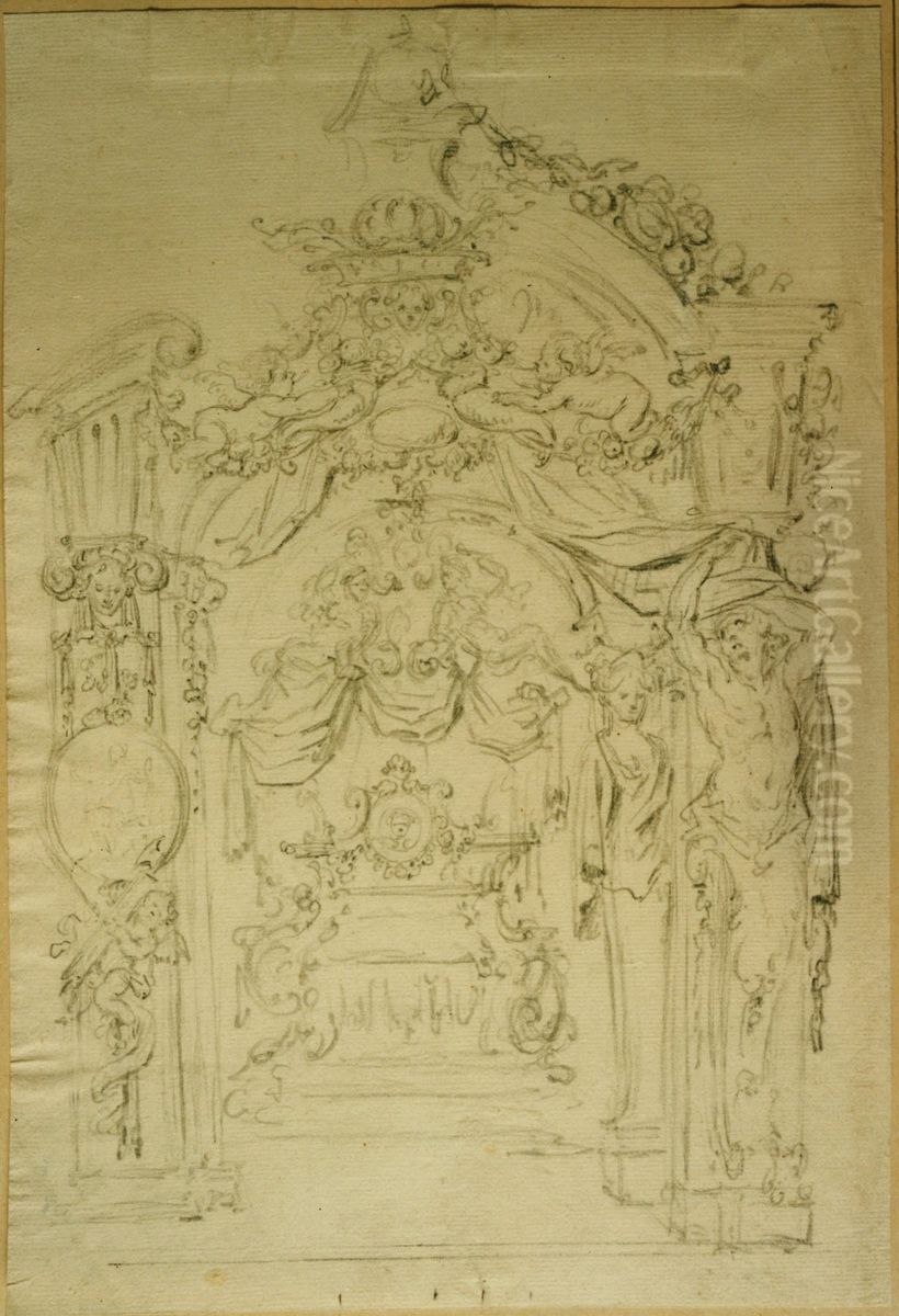 Ontwerp voor een troon of voor een praalbed Oil Painting by Willem Jacob Herreyns