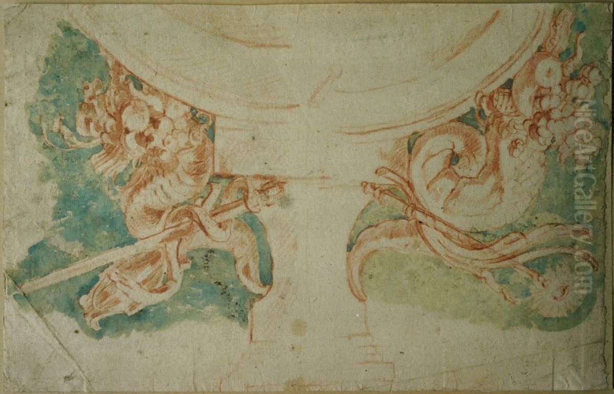 Design for the crown of a gate (?) Oil Painting by unknown