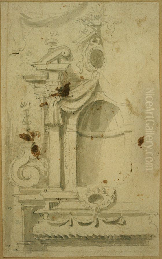 Ebauche de la moitie gauche d'un autel dedie a la Vierge Oil Painting by Jan Pieter van Baurscheit the Elder