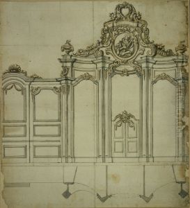 Ebauche de confessionnal et de lambris dans le style rococo